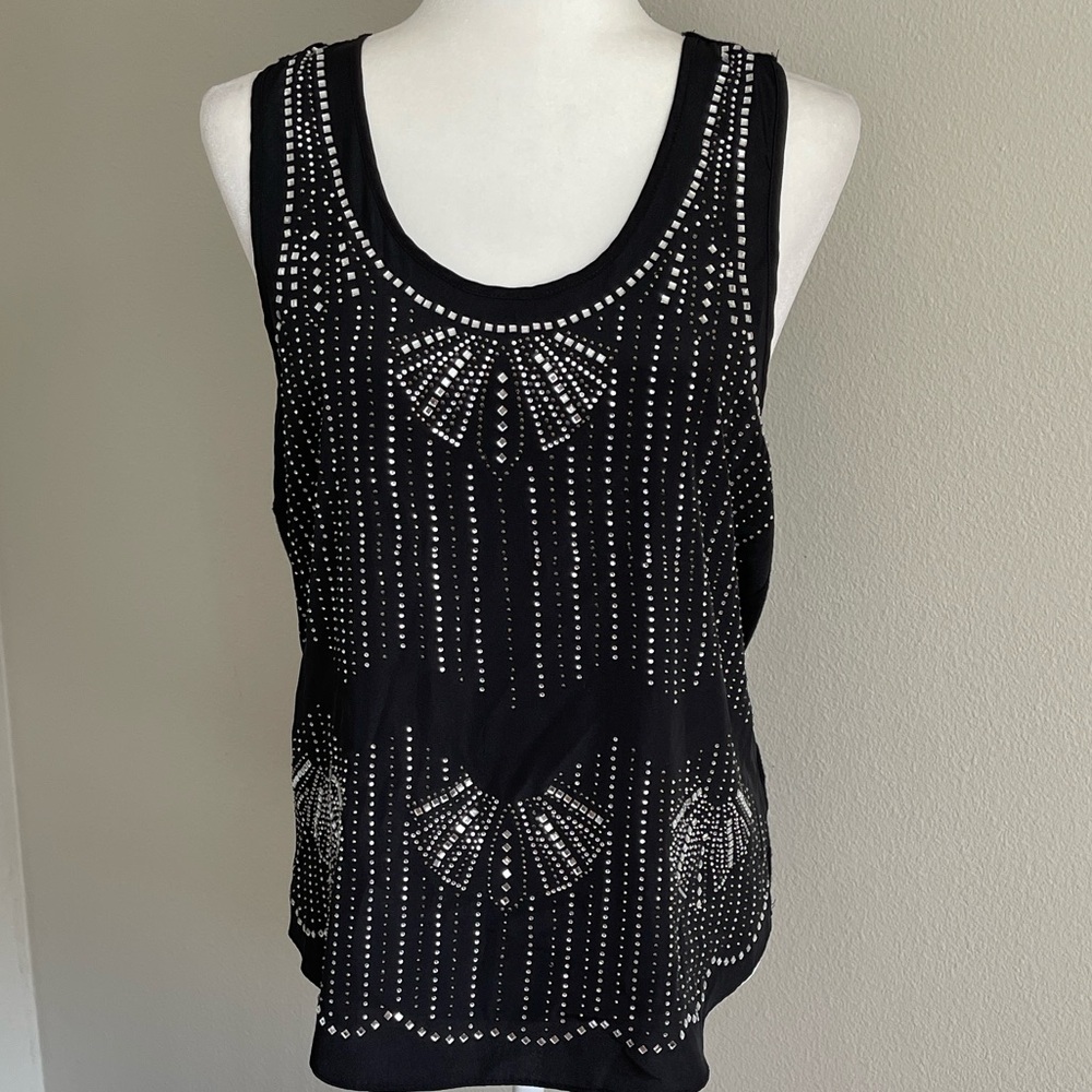 Black Sleeveless Studded Tank Top Size XL